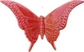 Keramische vlinder felrood 17x23cm