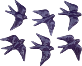 Keramische zwaluw indigo blauw 16x12,5cm