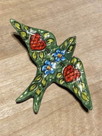 Keramische zwaluw met patroon 15,5x12cm