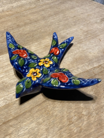 Keramische zwaluw met patroon 15,5x12cm