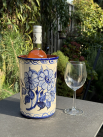 Wijnkoeler "Monsaraz" | Wit met Blauw | Handgemaakt Portugees Aardewerk | 21,5 cm