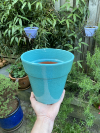 Bloempot met schotel nr.3 Millennium / mint turquoise / groot