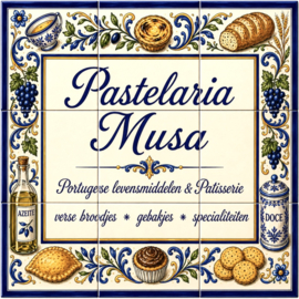 Handbeschilderd Portugees Naambord | 9 tegels | 45 x 45 cm | Patroon 49