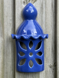 Portugese Wandlantaarn Faro | Handgemaakt Steengoed | Paarsblauw Geglazuurd | 30 cm