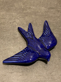 Keramische zwaluw kobaltblauw 16x12,5cm
