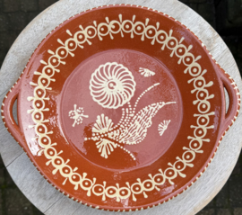 Ronde Schaal met Handgrepen | Portugees Aardewerk | Ø 26 x H 5 cm