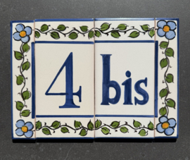 Huisnummer toevoeging "bis" | Tegel "Lisboa" | Handbeschilderd Portugees Keramiek | 15 x 7,5 cm
