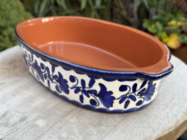 Handgemaakte Portugese Ovenschaal Ovaal Blauw | 1-2 Personen | Alentejo