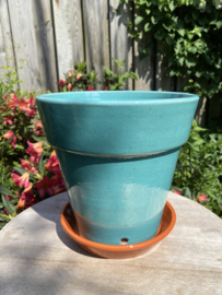 Bloempot met schotel nr.3 Millennium / mint turquoise / groot