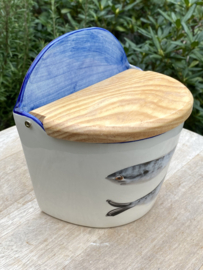 Zout pot met houten deksel / Sardines (R.99)