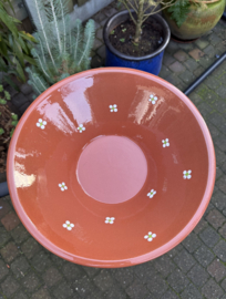 Handgemaakte Grote Conische Saladeschaal | Mafra Bloemen | Portugees Aardewerk | Ø 31 x H 10 cm