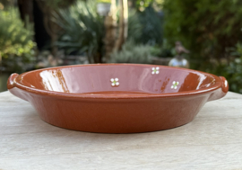 Handgemaakte Ronde Serveerschaal met Handvatten | Mafra Bloemen | Portugees Aardewerk | Ø 20 x H 3,5 cm