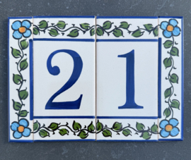 Keramische rand Lisboa / turquoise bloemen (15x3cm)