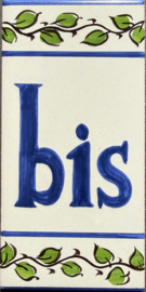 Huisnummer toevoeging "bis" | Tegel "Lisboa" | Handbeschilderd Portugees Keramiek | 15 x 7,5 cm