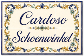 Handbeschilderd Portugees Naambord | 6 tegels | 45 x 30 cm | Patroon 38