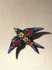 Keramische zwaluw met patroon 15,5x12cm