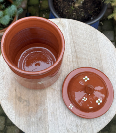 Handgemaakte Voorraadpot met Deksel | Mafra Bloemen | Portugees Aardewerk | Ø 13 x H 22 cm