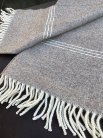 Wollen omslagdoek gemêleerd bruin met strepen 250x70cm
