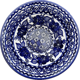 Ronde Diepe Schaal Ø 22,5 cm | Handbeschilderd Portugees Aardewerk | Blauw-Wit Motief