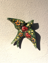 Keramische zwaluw met patroon 15,5x12cm