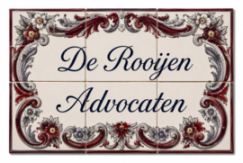 Handbeschilderd Portugees Naambord | 6 tegels | 45 x 30 cm | Patroon 34