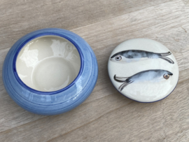 Mini keramisch potje met deksel Ø9x5cm / Sardines (R.13)