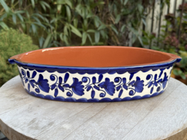 Handgemaakte Portugese Ovenschaal Ovaal Blauw | 1-2 Personen | Alentejo
