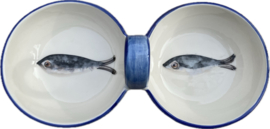 Dubbele schaal met geïntegreerd handvat 25x9cm / Sardines (R.167)