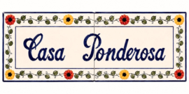 Handbeschilderd Portugees Naambord | 2 tegels | 40 x 15 cm | Patroon 2