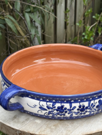 Handgemaakte Portugese Ovenschaal Rond Blauw | 2-3 Personen | Alentejo