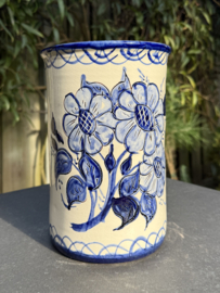 Wijnkoeler "Monsaraz" | Wit met Blauw | Handgemaakt Portugees Aardewerk | 21,5 cm