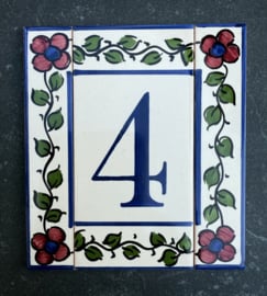 Keramische rand Lisboa / rode bloemen (15x3cm)