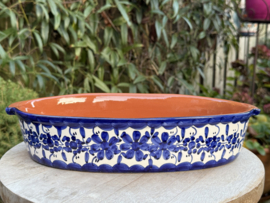 Handgemaakte Portugese Ovenschaal Ovaal Blauw | 3-4 Personen | Alentejo