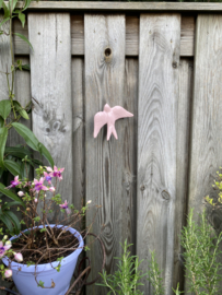 Keramische zwaluw pastel roze 16x12,5cm