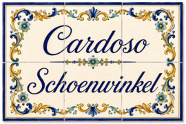 Handbeschilderd Portugees Naambord | 6 tegels | 45 x 30 cm | Patroon 38