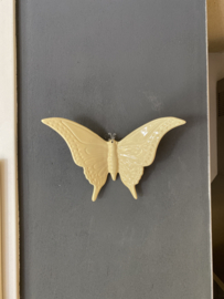 Keramische vlinder pastel geel 17x23cm