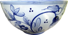 Portugese Diepe Saladeschaal Douro Azul | Handbeschilderd Steengoed | Ø 24 cm