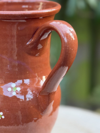 Handgemaakte Waterkan 1500 ml met handgreep | Mafra Bloemen | Portugees Aardewerk | H 23 cm