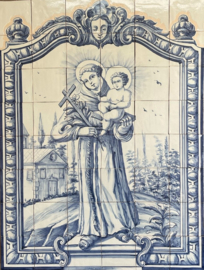 Handbeschilderd tegelpaneel Antonius van Padua (48 tegels 14x14cm)