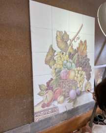 Handbeschilderd tegelpaneel Cesto de Fruta (20 tegels 14x14cm)
