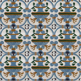 Handbeschilderd Spaans Arabisch reliëf tegelpaneel Alhambra (9 tegels 12,5x12,5cm)