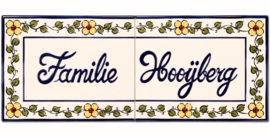 Handbeschilderd Portugees Naambord | 2 tegels | 40 x 15 cm | Patroon 6