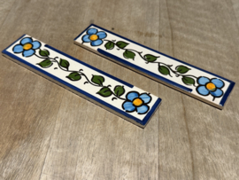 Keramische rand Lisboa / turquoise bloemen (15x3cm)
