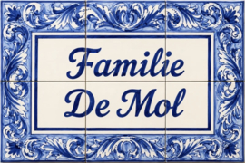 Handbeschilderd Portugees Naambord | 6 tegels | 45 x 30 cm | Patroon 35