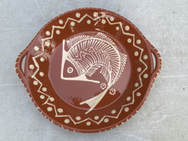 Diep bord met handgrepen / bruin aardewerk Barcelos collectie (R-VV-2040)
