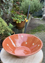 Handgemaakte Grote Conische Saladeschaal | Mafra Bloemen | Portugees Aardewerk | Ø 31 x H 10 cm