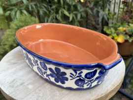 Handgemaakte Portugese Ovenschaal Ovaal Blauw | 3-4 Personen | Alentejo