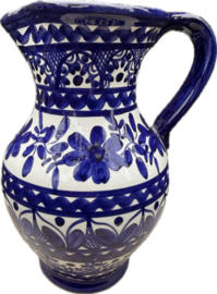 Schenkkan "Monsaraz" | Klassiek Blauw Bloemmotief | Handgemaakt Portugees Aardewerk | 1 Liter