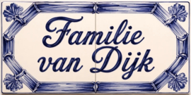 Handbeschilderd Portugees Naambord | 2 tegels | 40 x 15 cm | Patroon 16