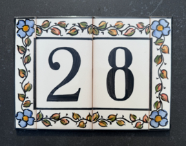 Keramische rand Porto / blauwe bloemen (15x3cm)